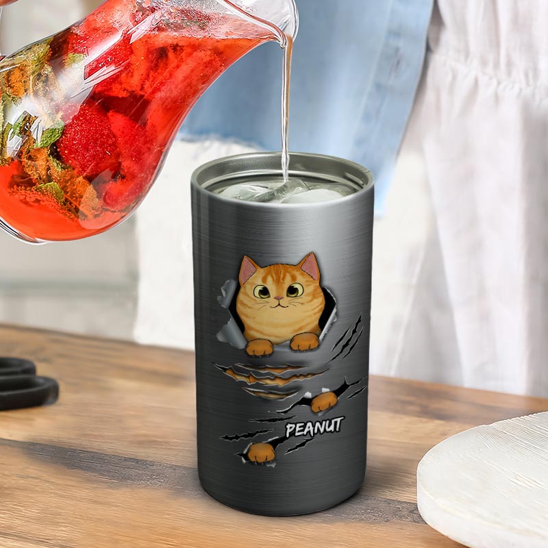 Cats Metal Scratch Tumbler Personalized 4 In 1 Can Cooler - Fits Most 12oz Cans - Christmas Gift For Cat Mom Cat Dad - Image 6