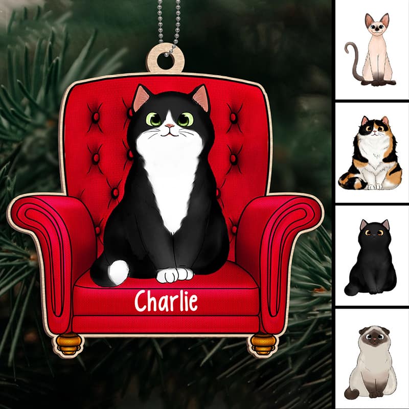 Cats On Sofa Personalized Acrylic Ornament - Image 2