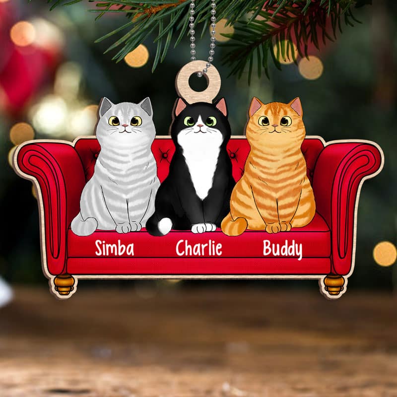 Cats On Sofa Personalized Acrylic Ornament - Image 3