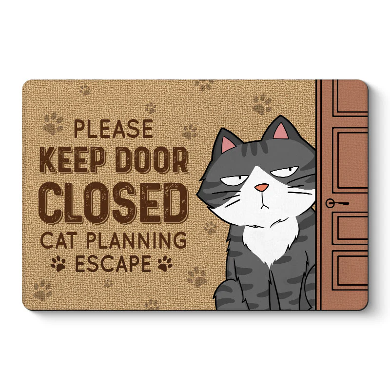Cats Planning Escape Funny Personalized Doormat - Image 2