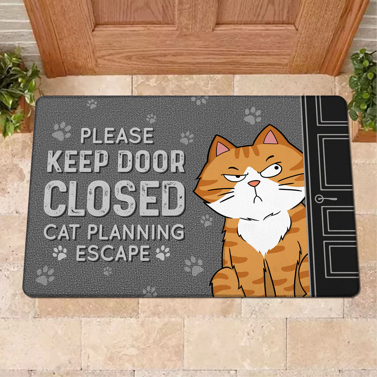 Cats Planning Escape Funny Personalized Doormat - Image 4