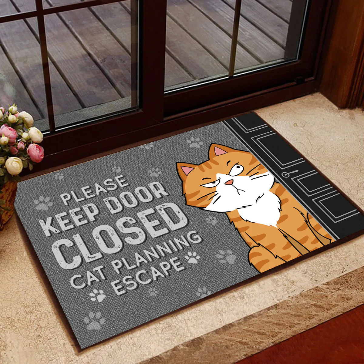 Cats Planning Escape Funny Personalized Doormat - Image 5