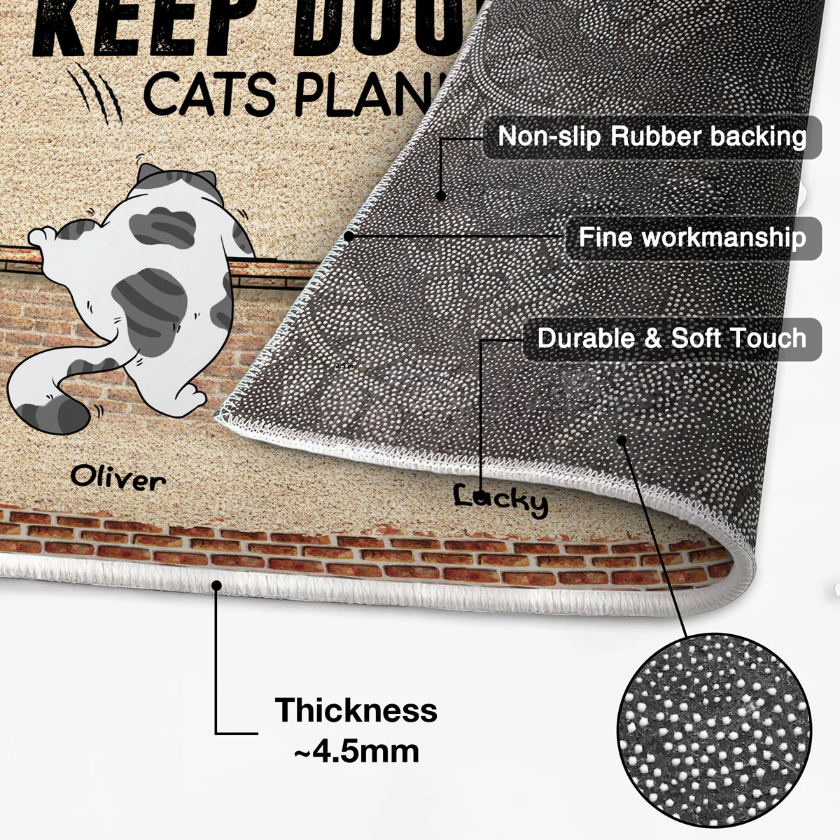 Cats Planning Escape Naughty Cat Brick Personalized Doormat - Image 4