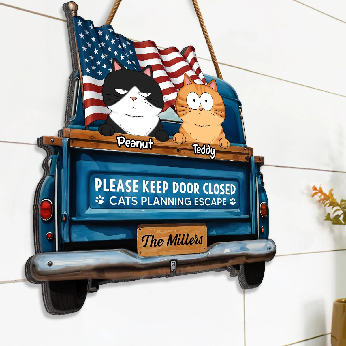 Cats Planning Escape Truck Personalized Wood Sign - Image 2