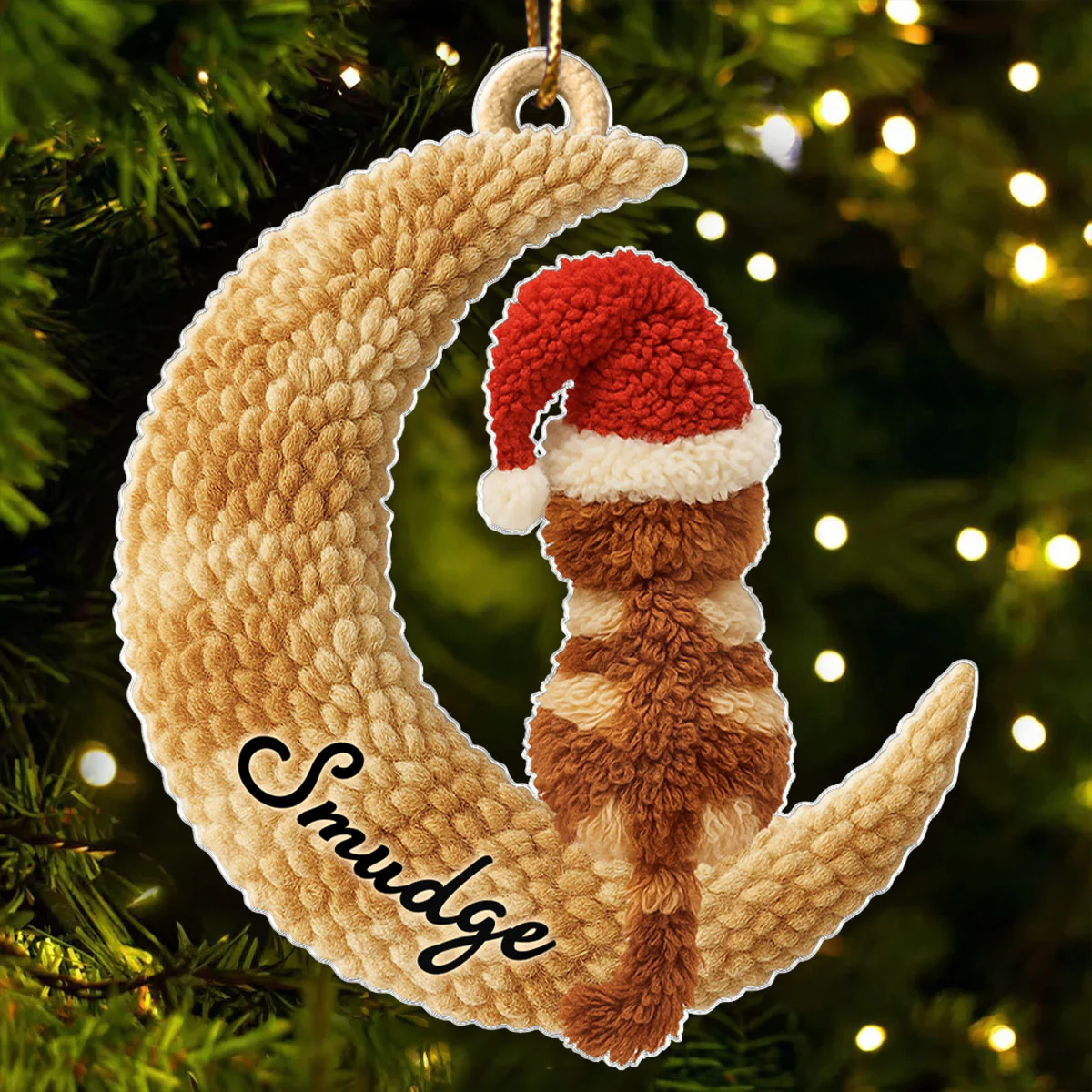 Cats Sitting on Moon Latch Hook Yarn Faux - Personalized Acrylic Ornament - Christmas Gift for Cat Lovers - Image 7