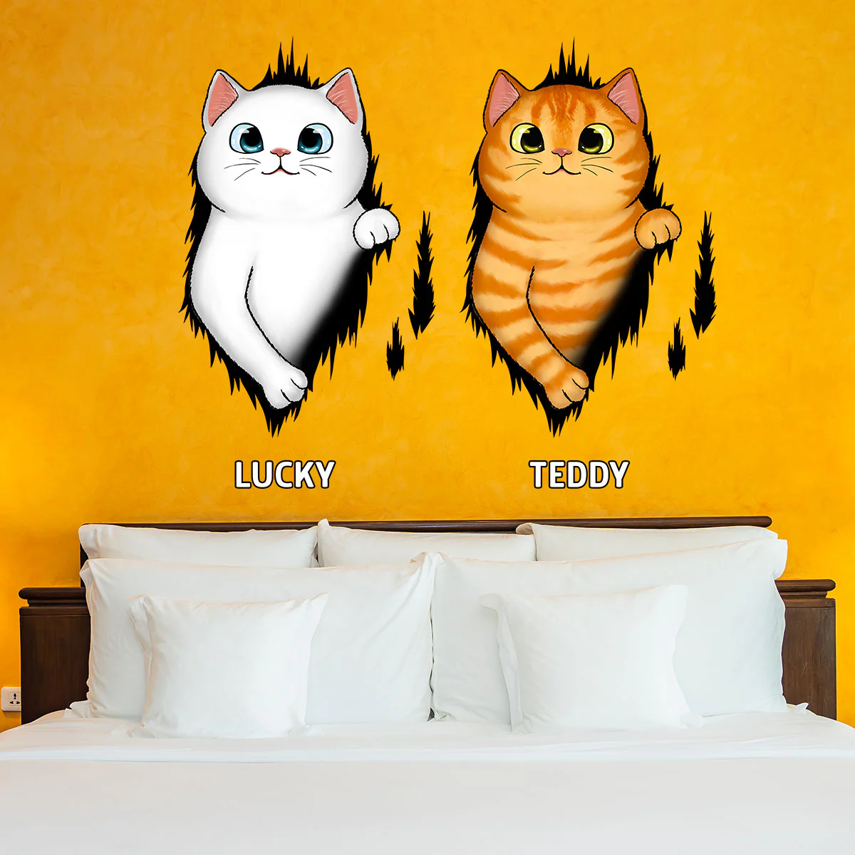Cats Tearing Funny Decor On Car Window Fridge Personalized Decal - Image 11