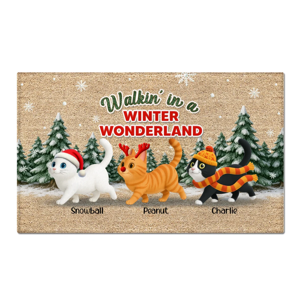 Cats Walking In A Winter Wonderland - Personalized Doormat - Gift For Cat Lovers - Image 9