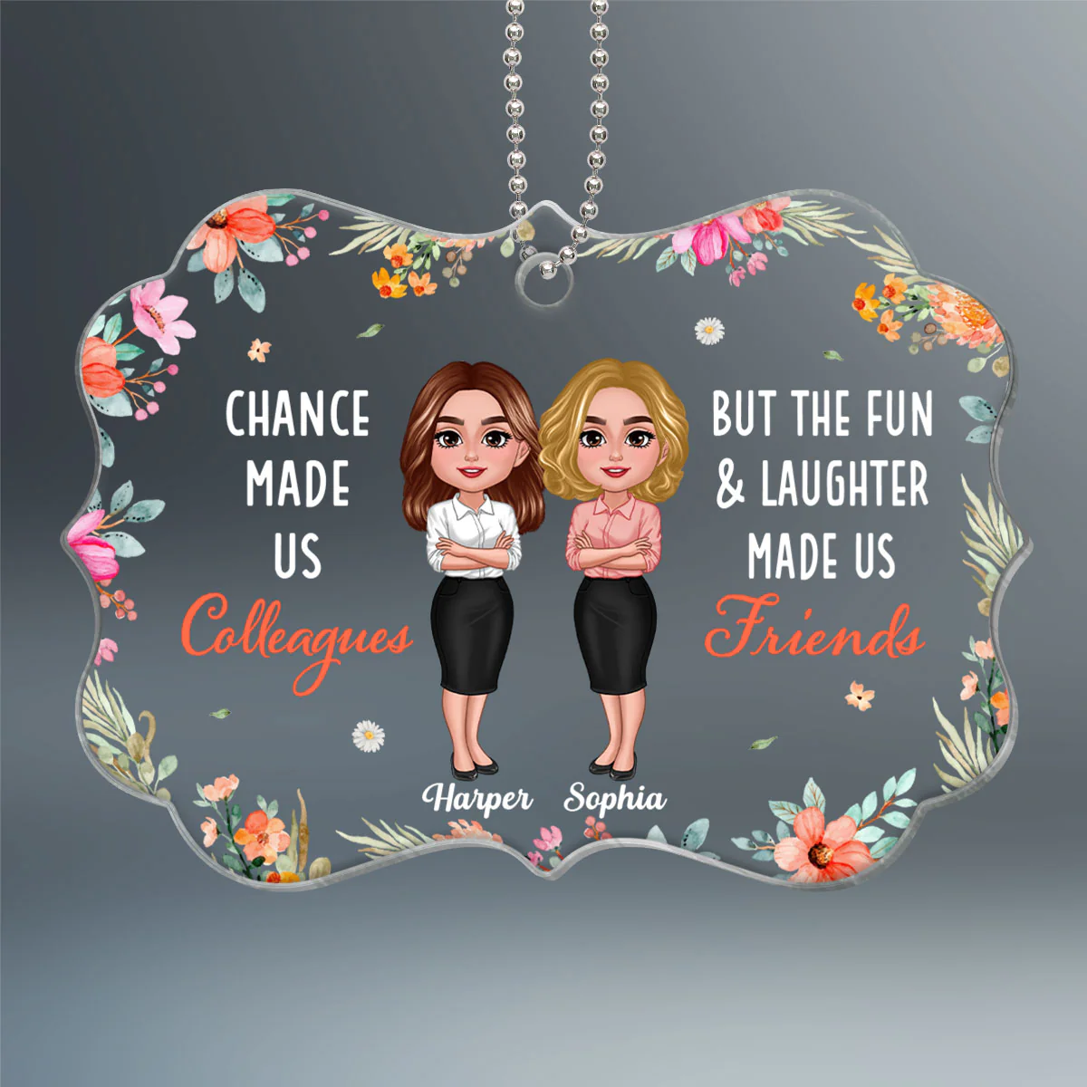 Chance Made Us Colleagues Personalized Acrylic Ornament, Christmas Gift For Colleagues, Coworkers, Nurses, Police - Image 2