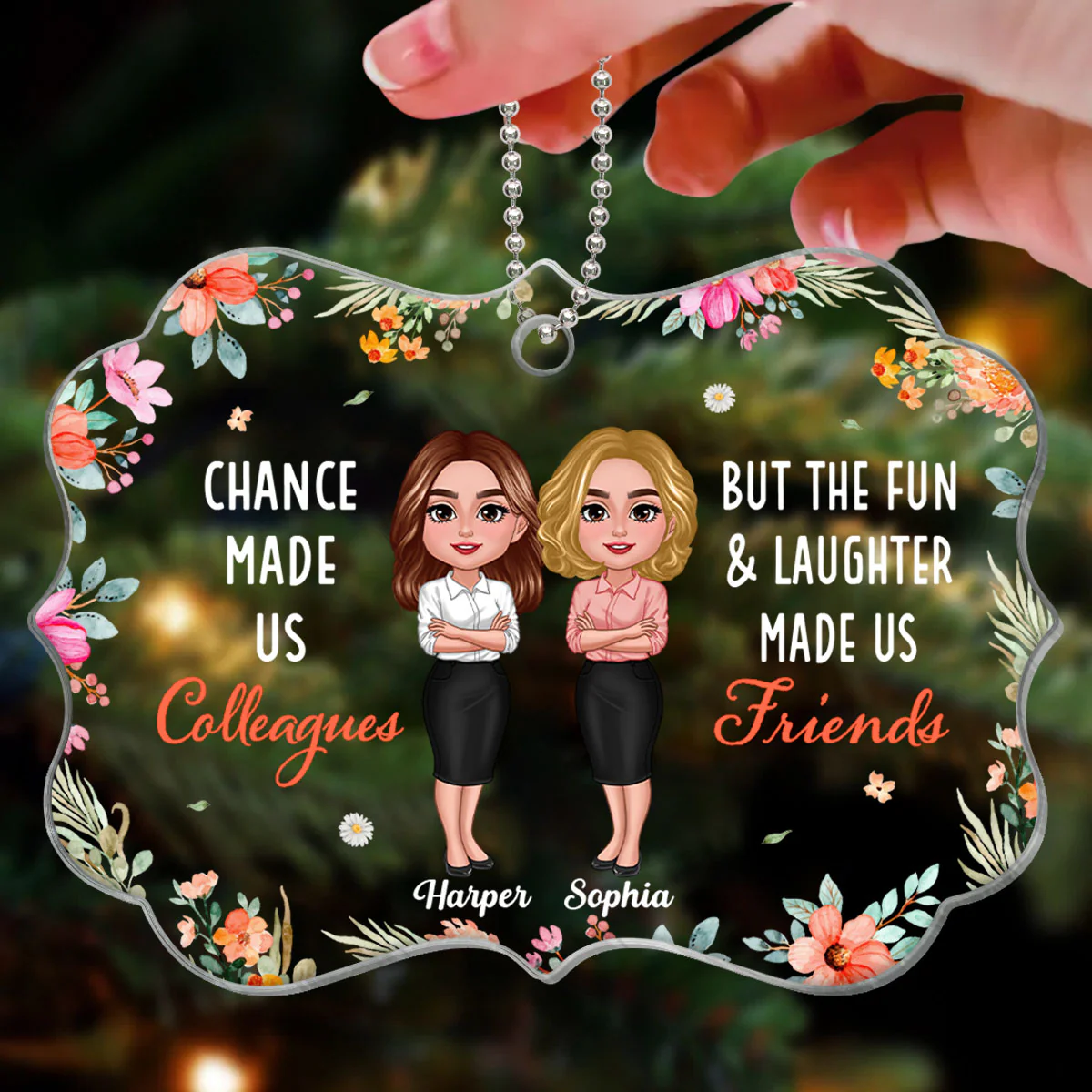 Chance Made Us Colleagues Personalized Acrylic Ornament, Christmas Gift For Colleagues, Coworkers, Nurses, Police - Image 3