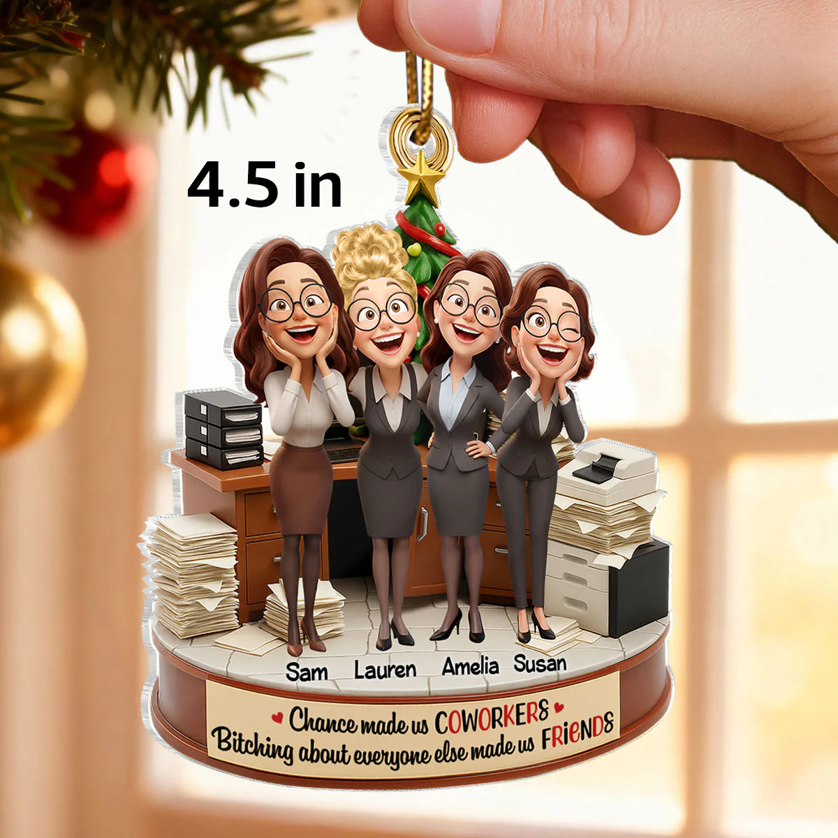 Chance Made Us Coworkers - Personalized Acrylic Ornament - Funny Christmas Gift for Work Besties - Image 2