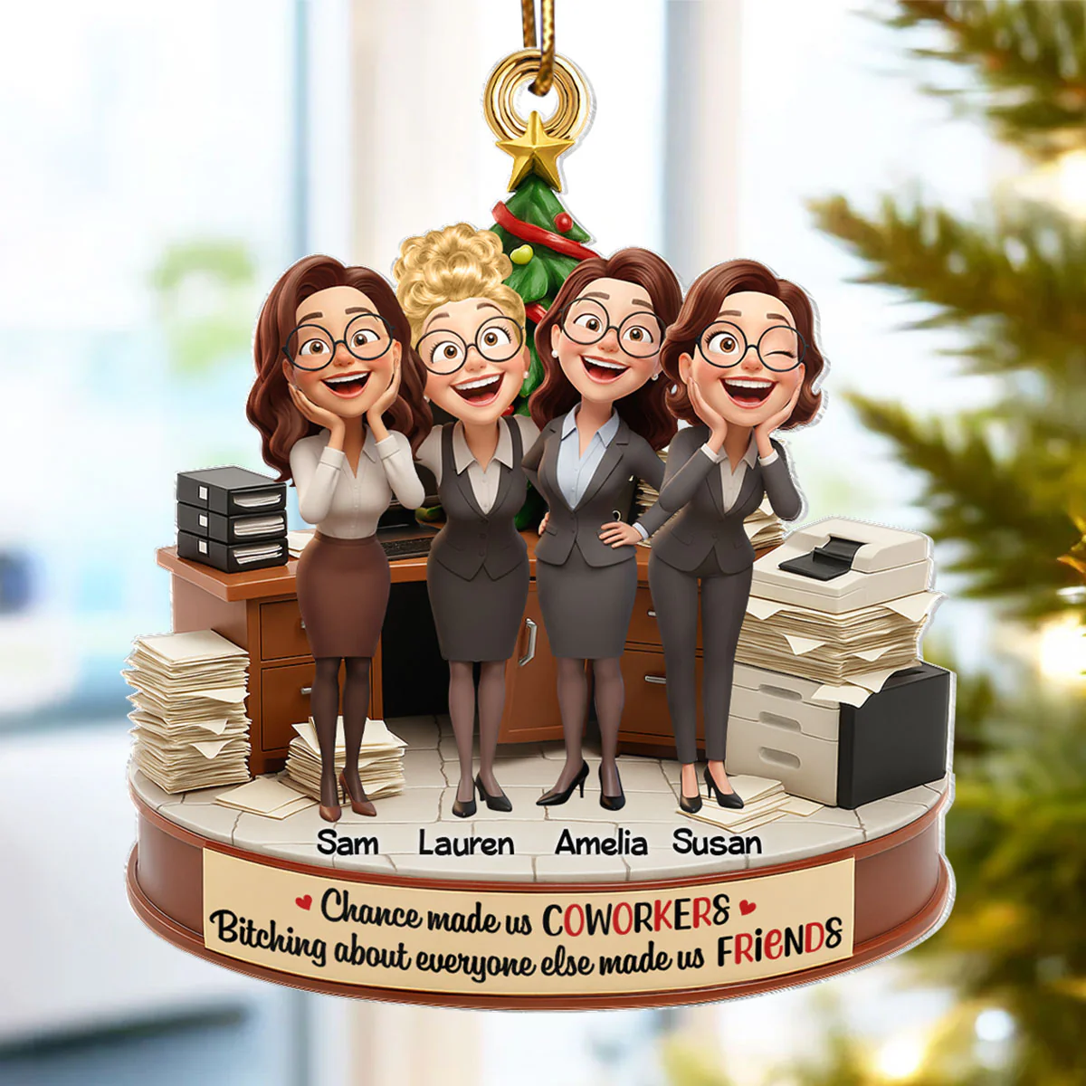 Chance Made Us Coworkers - Personalized Acrylic Ornament - Funny Christmas Gift for Work Besties - Image 3