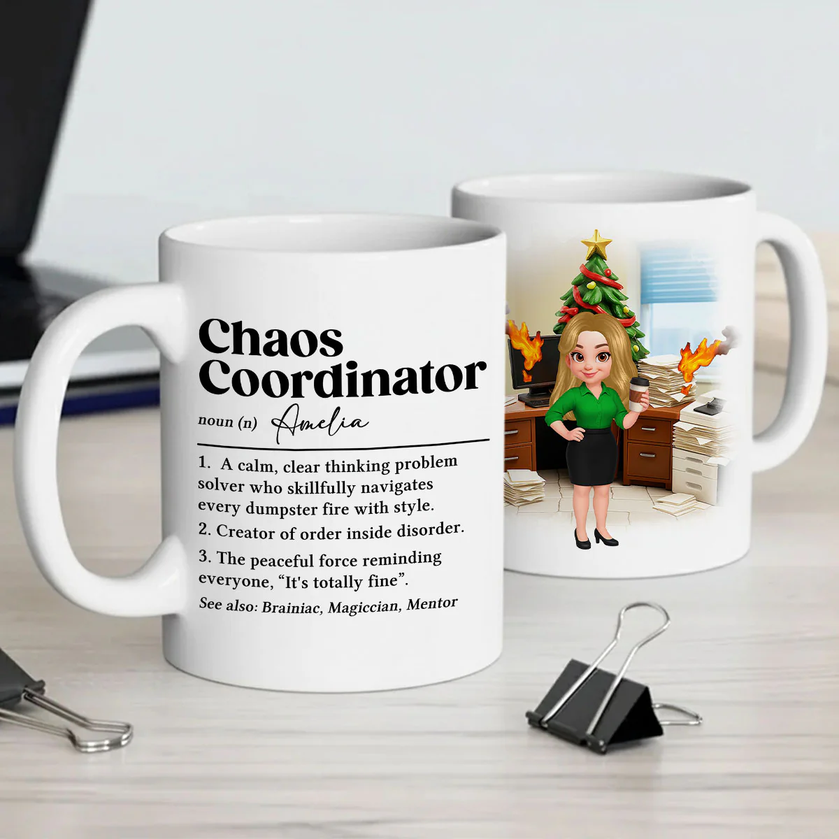 Chaos Coordinator Definition Office Humor - Personalized Mug - Christmas Gift for Coworkers, Husband, Wife, Daughter, Son, Friends - Image 3