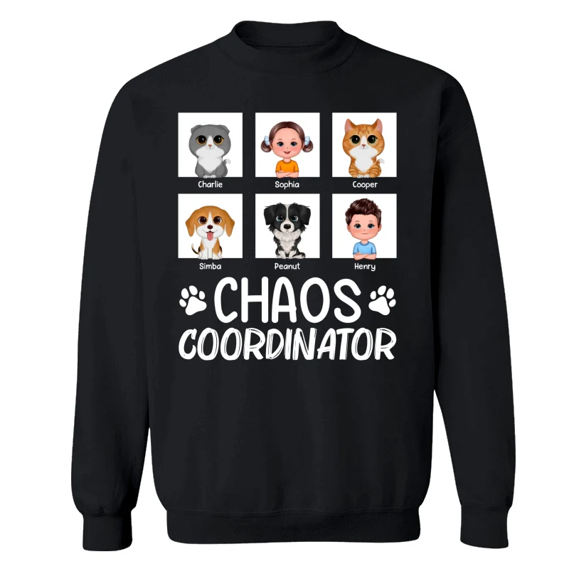 Chaos Coordinator Kids Dogs Cats Personalized Shirt - Image 14