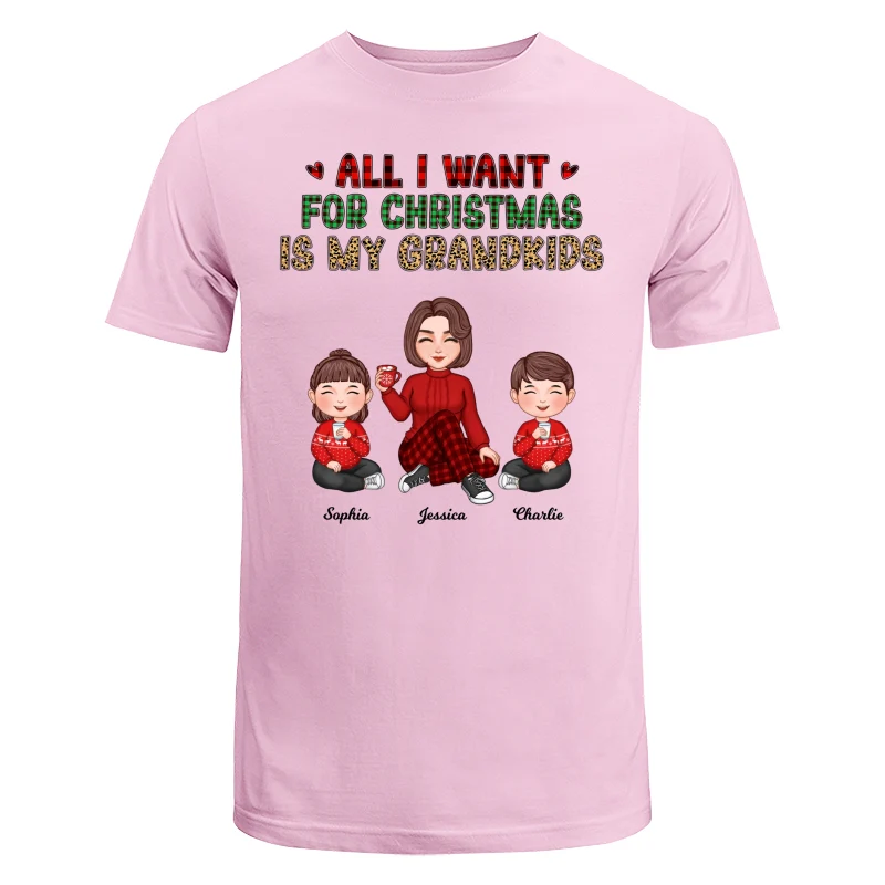 Checkered Leopard Pattern All I Want For Christmas Is My Grandkids Cute Grandma & Kids Personalized Shirt - Image 10