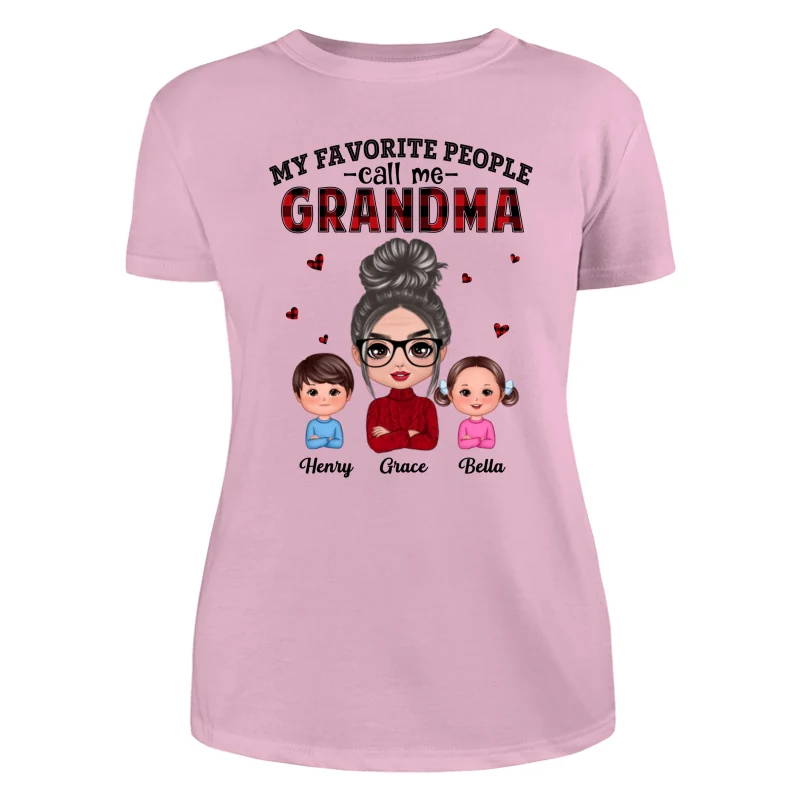 Checkered Pattern Favorite People Call Me Grandma Personalized Shirt - Image 11