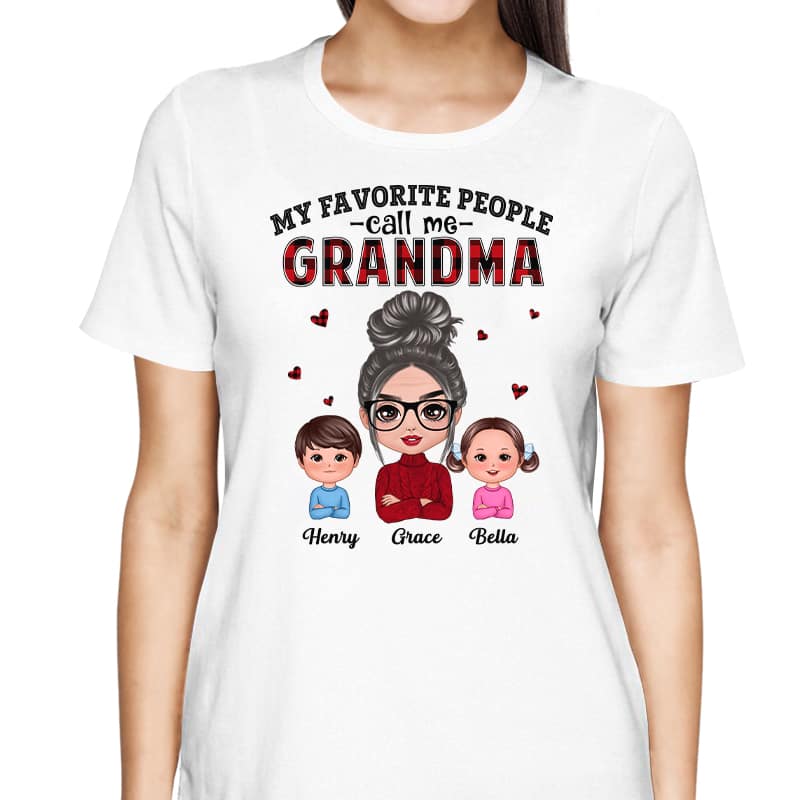 Checkered Pattern Favorite People Call Me Grandma Personalized Shirt - Image 2