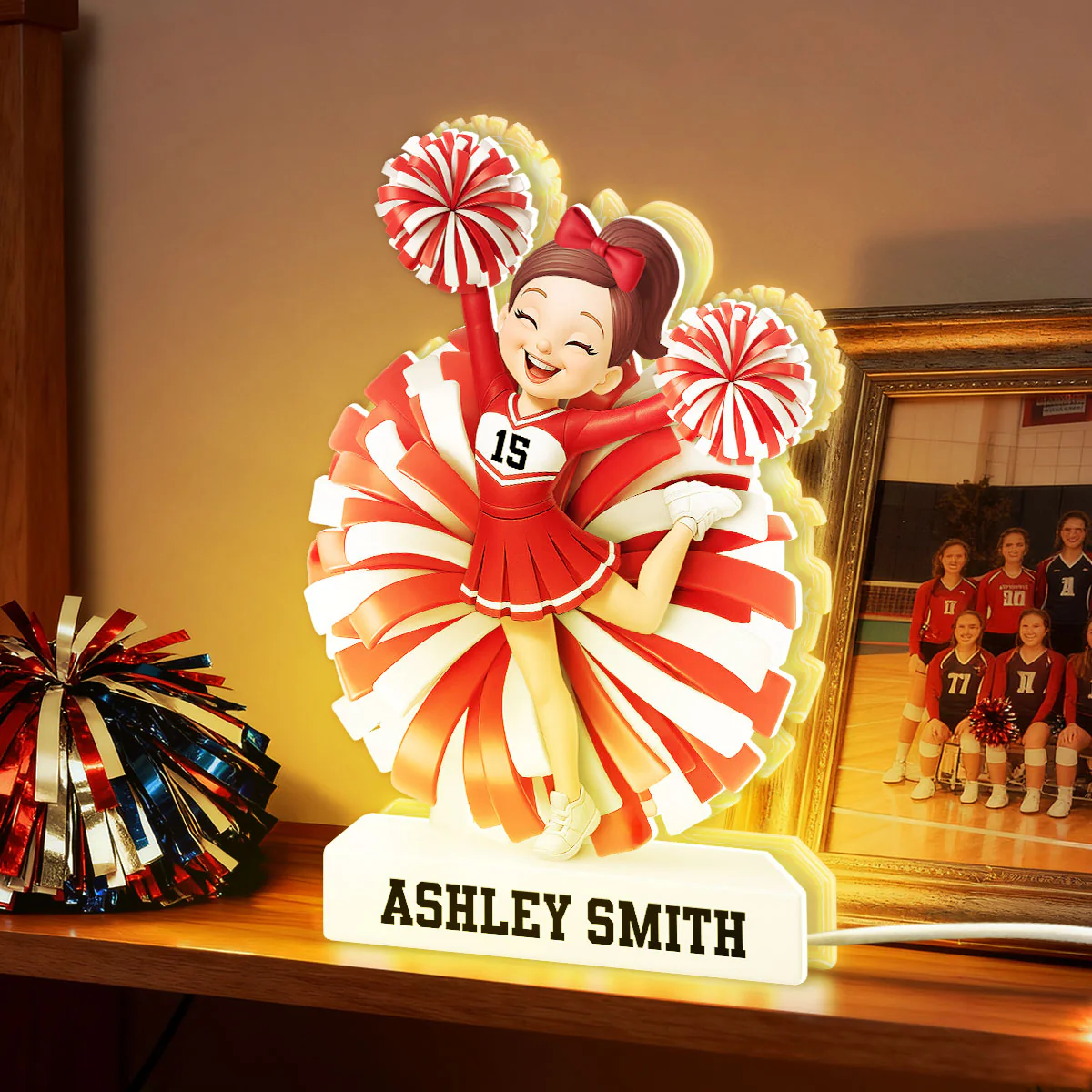 Cheerleader Girl 3D Effect - Personalized Light Box - Christmas Gift for Teen Girl Daughter - Image 5