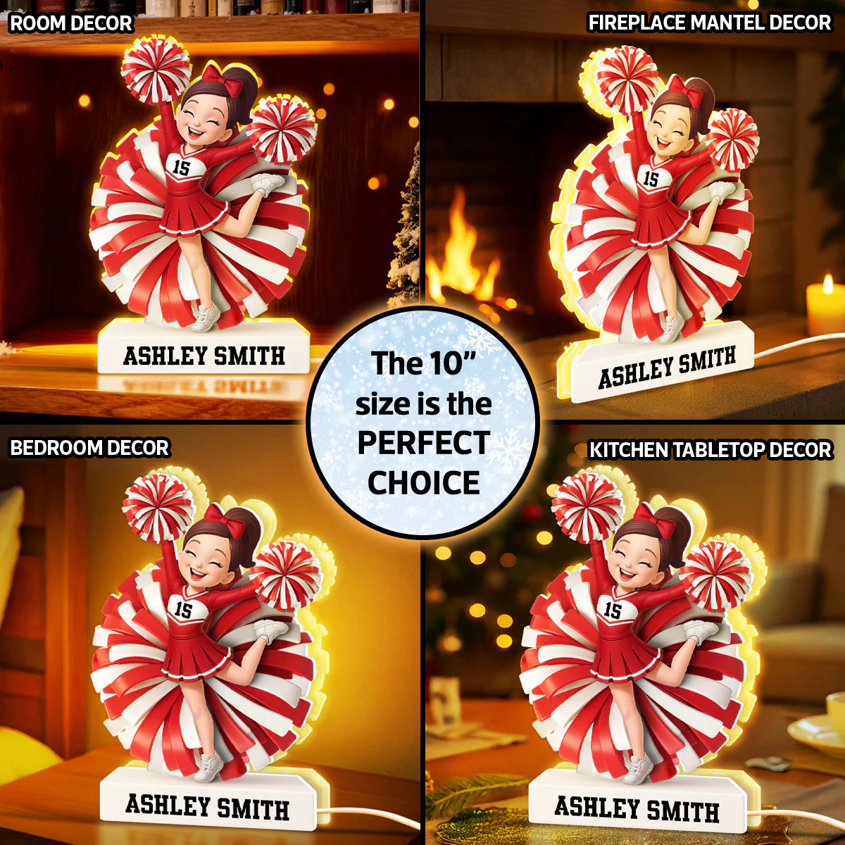 Cheerleader Girl 3D Effect - Personalized Light Box - Christmas Gift for Teen Girl Daughter - Image 7
