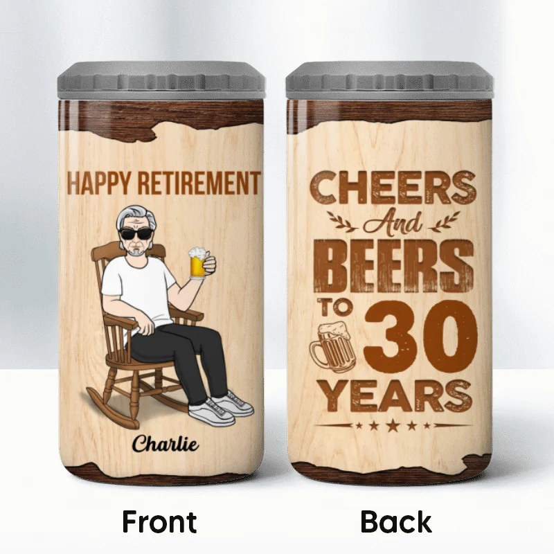 Cheers & Beers To Years Birthday Gift Retirement Gift Personalized Tumbler 4 In 1 Can Cooler - Image 10