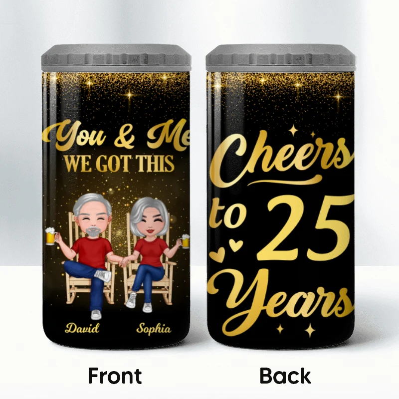 Cheers To Our Anniversary Couple Gift Personalized 4 In 1 Can Cooler - Image 10