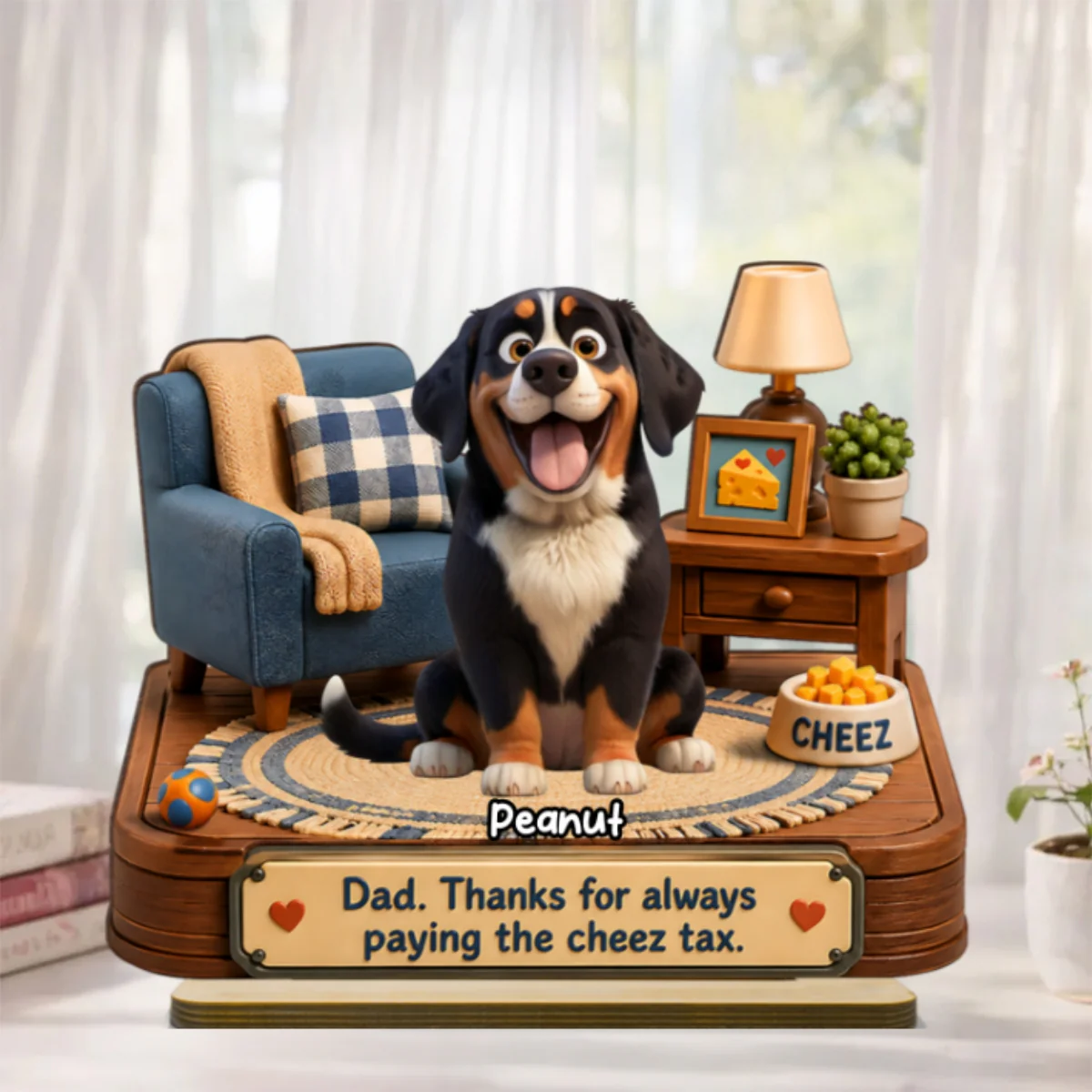 Cheese Tax Dog Dad - Personalized 2-Layered Wooden Plaque - Gift for Dog Dad - Image 9