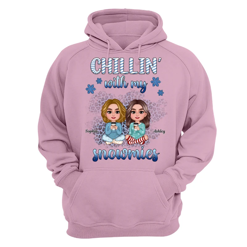 Chillin‘ With My Snowmies Blue Besties Sitting Christmas Personalized Shirt - Image 15