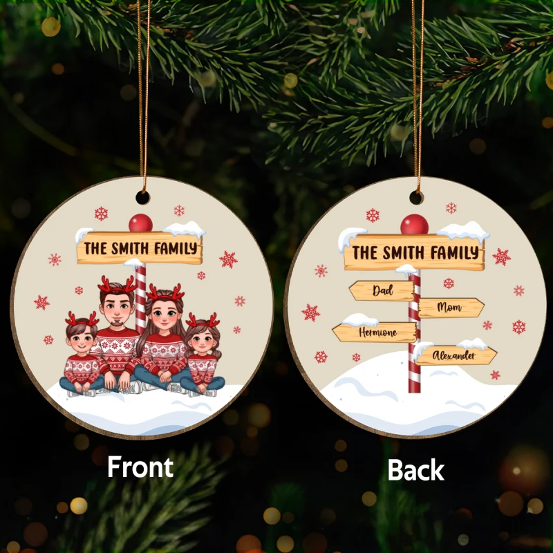 Christmas North Pole Family Personalized Double Sided Wooden Ornament, Christmas Decor For Family - Image 5