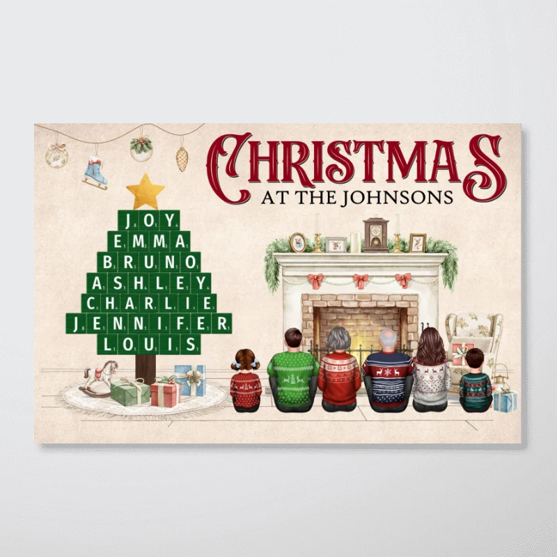 Christmas At Our Family Word Art Holiday Decor Personalized Poster - Image 7