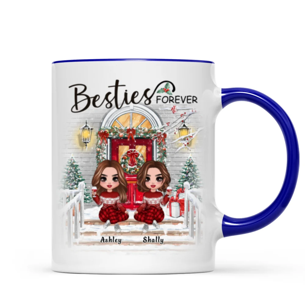 Christmas Best Friends Sisters Front Porch Personalized Mug - Image 3