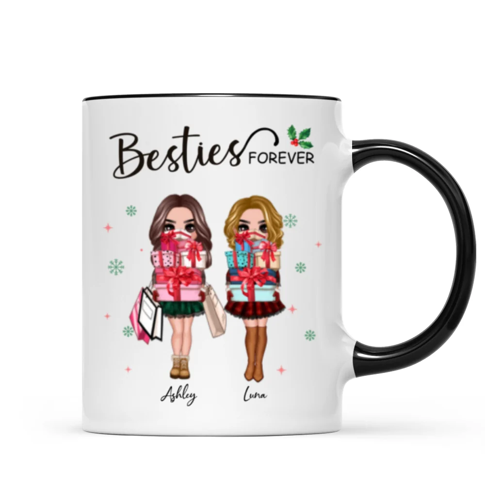 Christmas Best Friends Sisters Shopping Girls Personalized Mug - Image 2