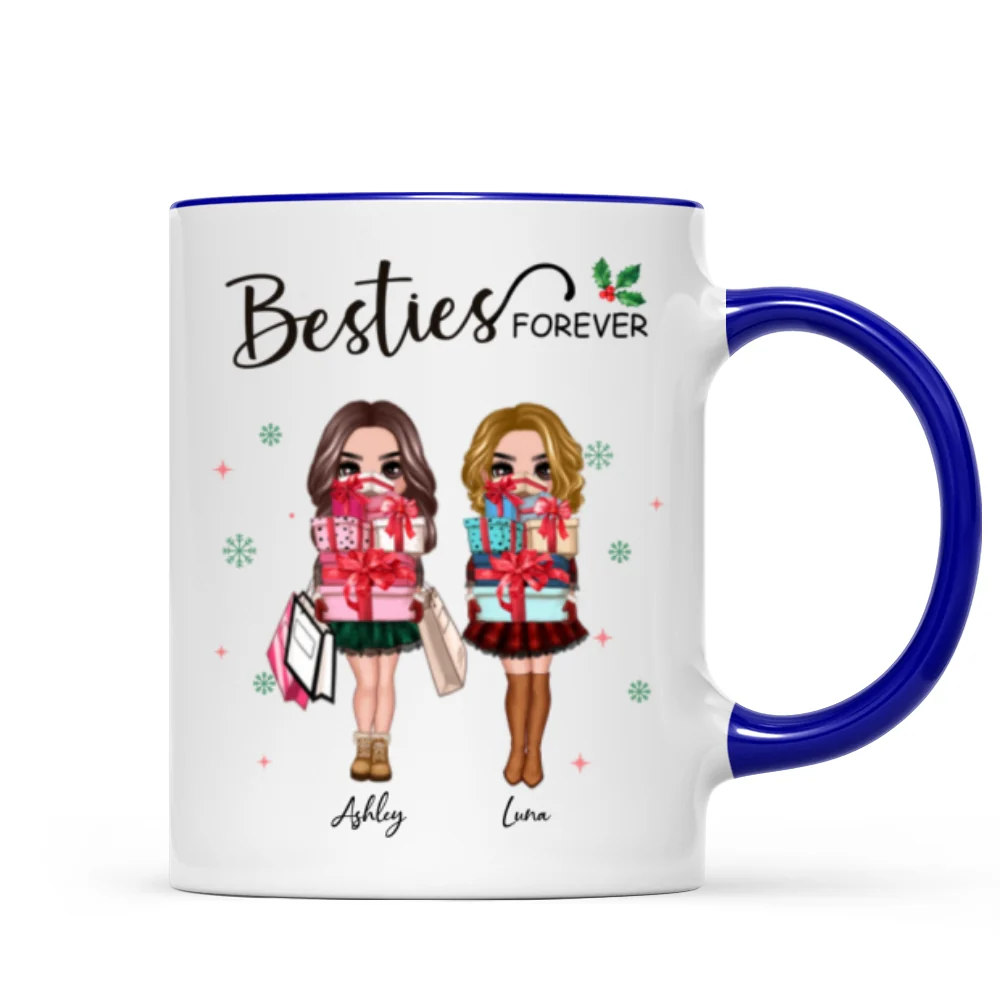 Christmas Best Friends Sisters Shopping Girls Personalized Mug - Image 3