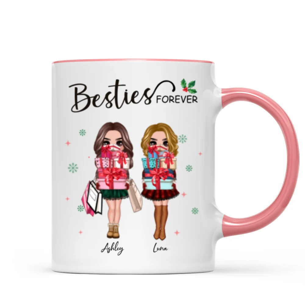 Christmas Best Friends Sisters Shopping Girls Personalized Mug - Image 6