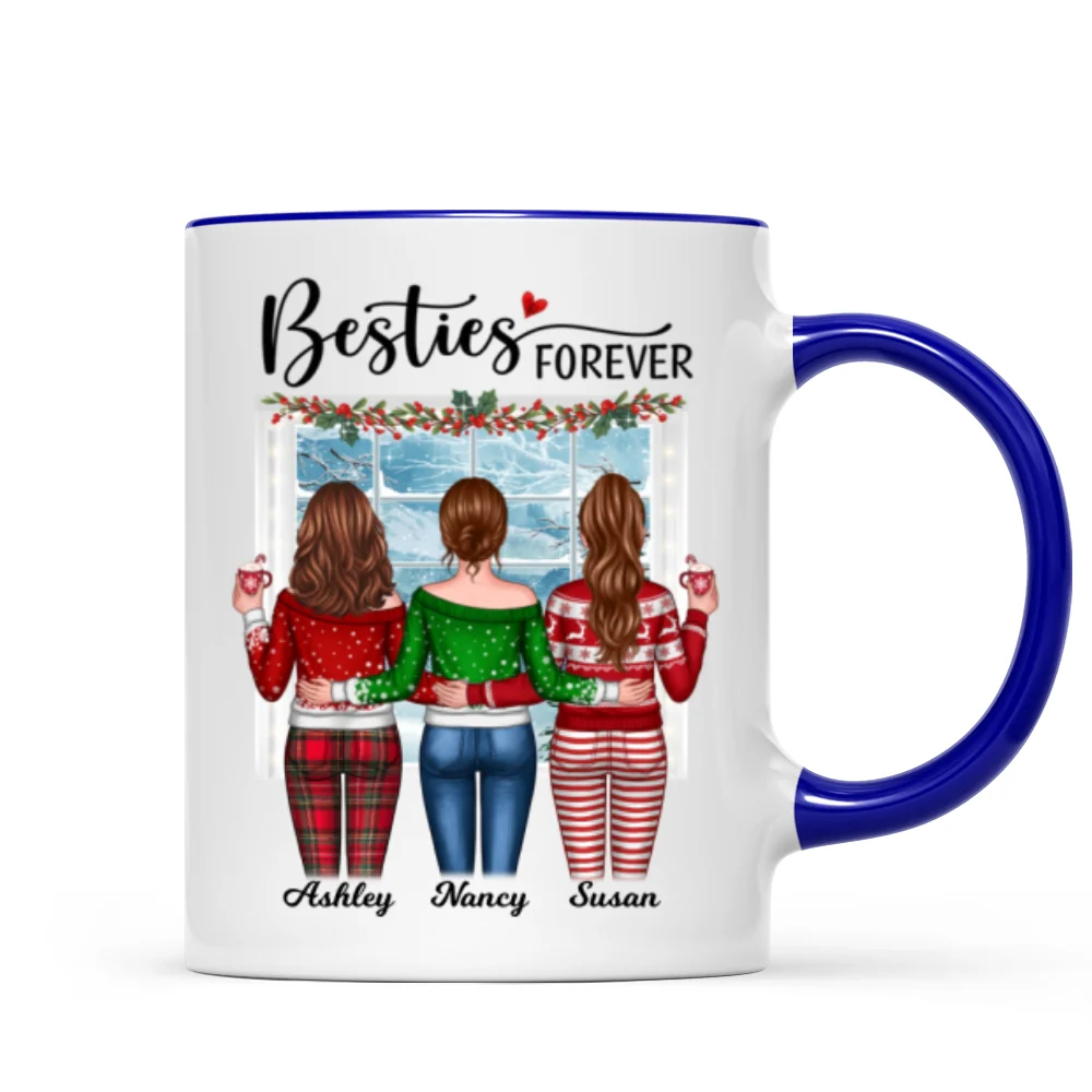 Christmas Besties Back View By Window Personalized Mug - Image 3