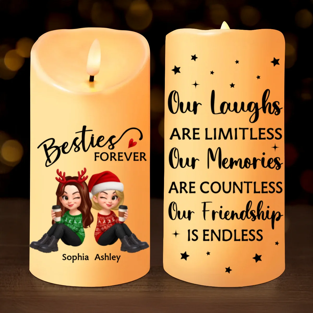 Christmas Besties Forever Personalized LED Candle, Christmas Gift - Image 8