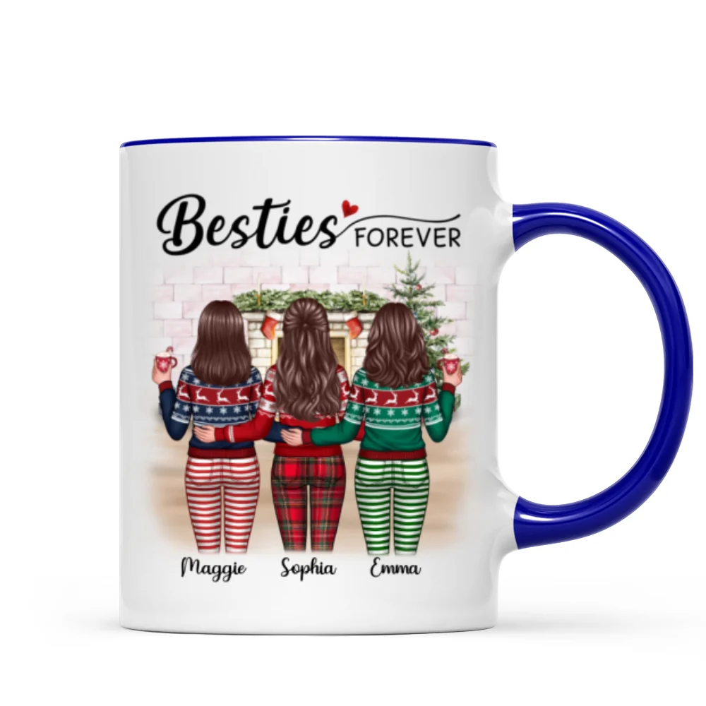 Christmas Besties Standing Back View In House Personalized Mug - Image 3