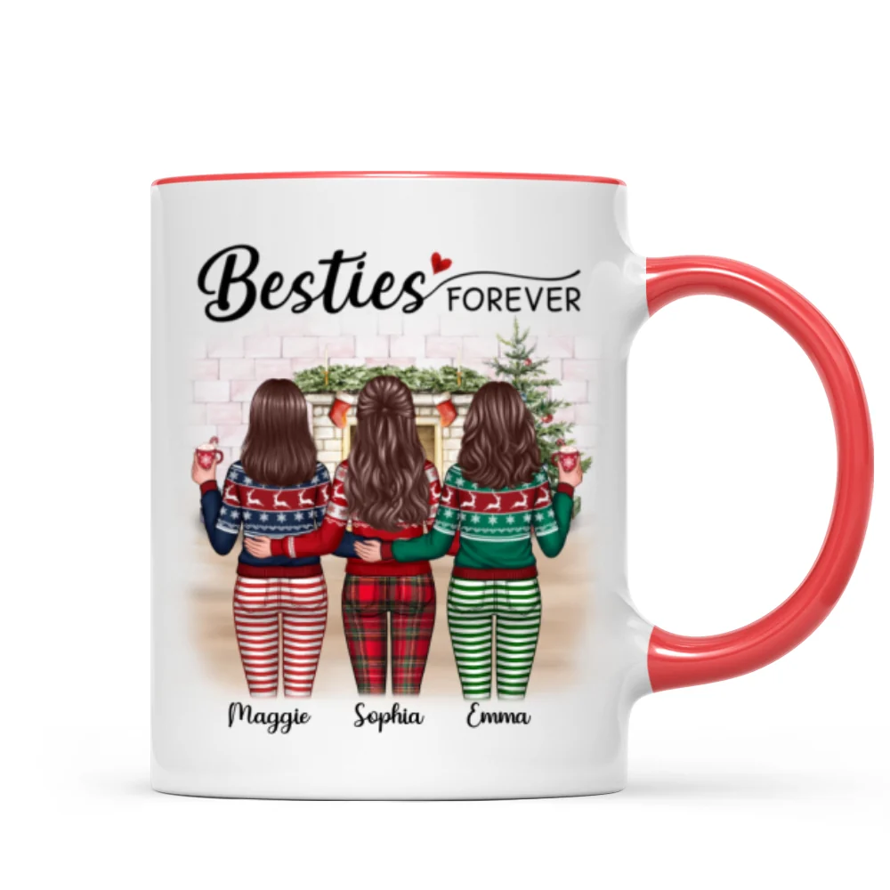 Christmas Besties Standing Back View In House Personalized Mug - Image 4
