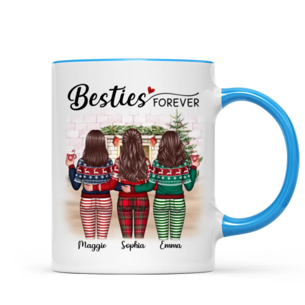 Christmas Besties Standing Back View In House Personalized Mug - Image 5