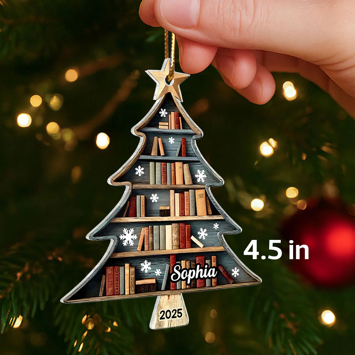 Christmas Book Tree - Personalized Acrylic Ornament - Christmas Gift For Book Lovers - Image 2