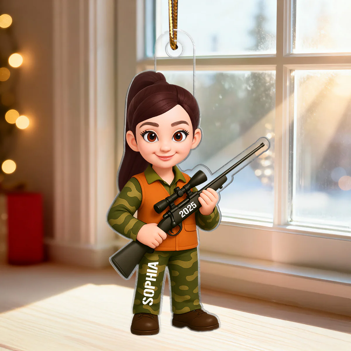 Christmas Boy Girl Hunting - Personalized Acrylic Ornament - Gift For Hunters, Hunting Lovers, Shooting Team, Grandson, Granddaughter - Image 6
