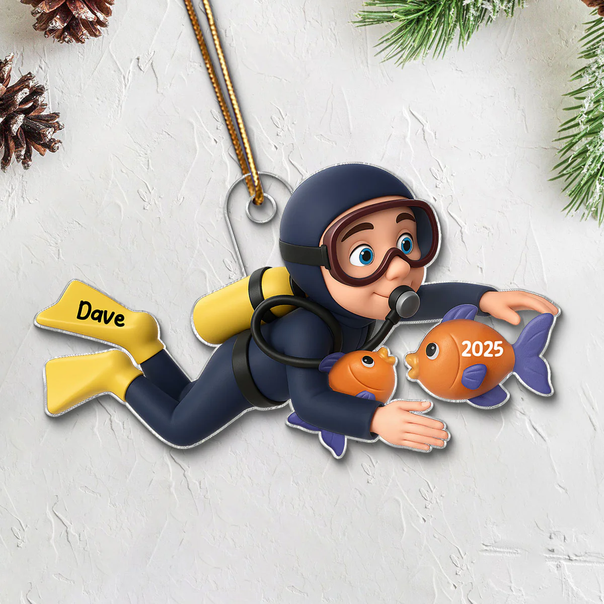 Christmas Boy Girl Man Woman Scuba Diving - Personalized Acrylic Ornament - Gift For Scuba Diver, Grandson, Granddaughter - Image 4