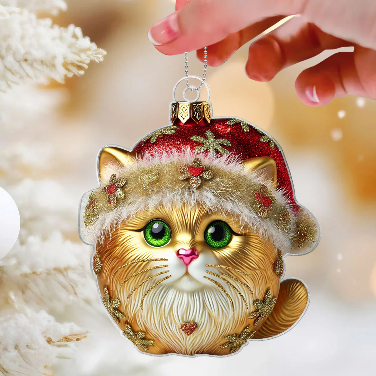Christmas Cats 2D Flat Personalized Acrylic Ornament, Christmas Gift For Cat Lovers - Image 3