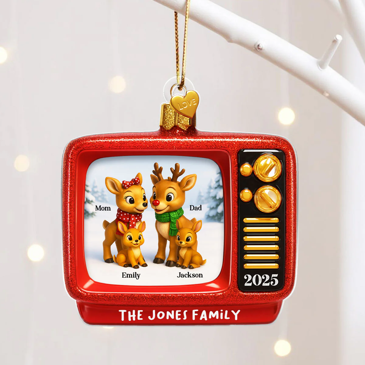 Christmas Classic Reindeer on TV Personalized Acrylic Ornament - Image 5
