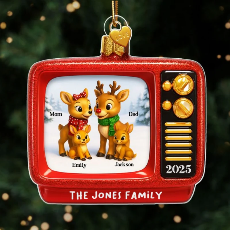 Christmas Classic Reindeer on TV Personalized Acrylic Ornament - Image 8