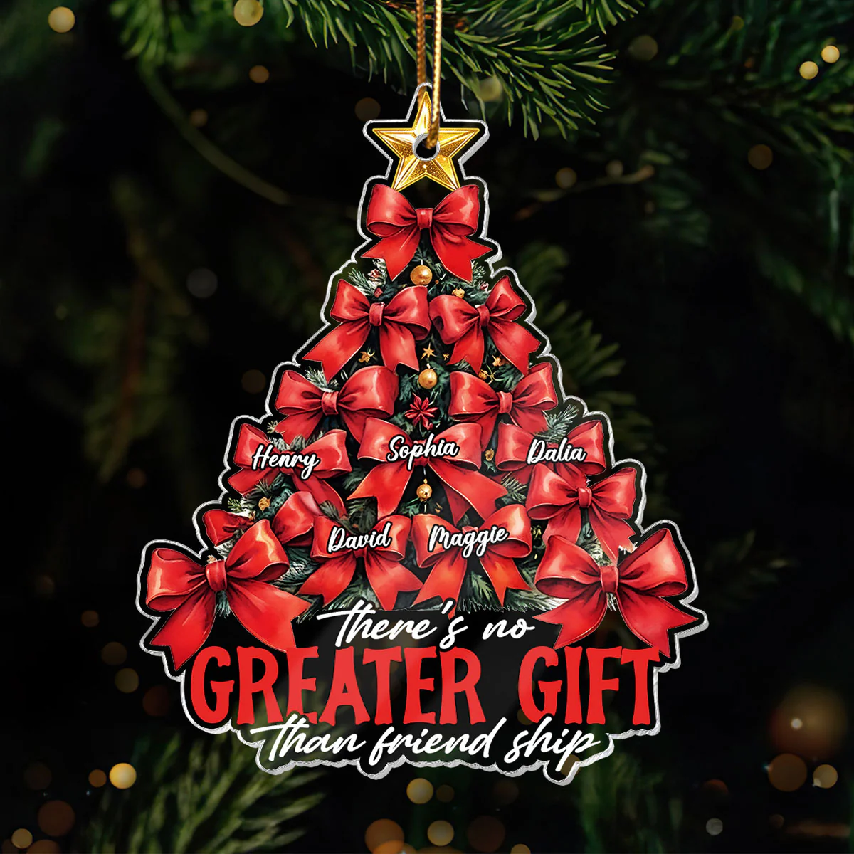 Christmas Coquette Bows Best Friends Sisters Personalized Acrylic Ornament, Christmas Gift for Besties, Sisters