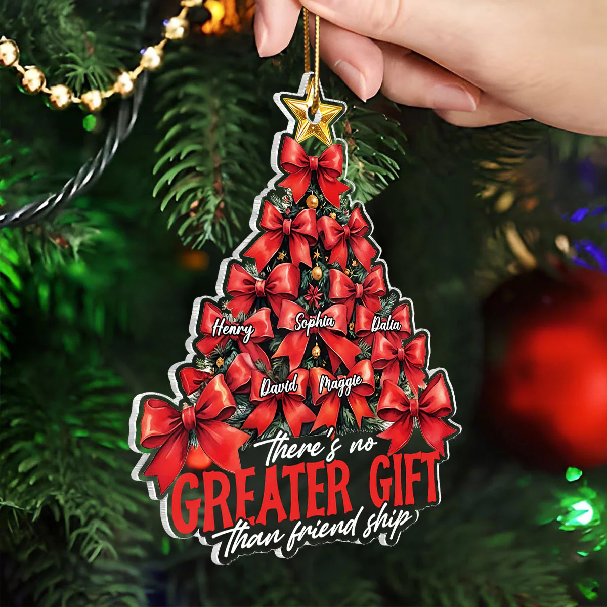 Christmas Coquette Bows Best Friends Sisters Personalized Acrylic Ornament, Christmas Gift for Besties, Sisters - Image 4