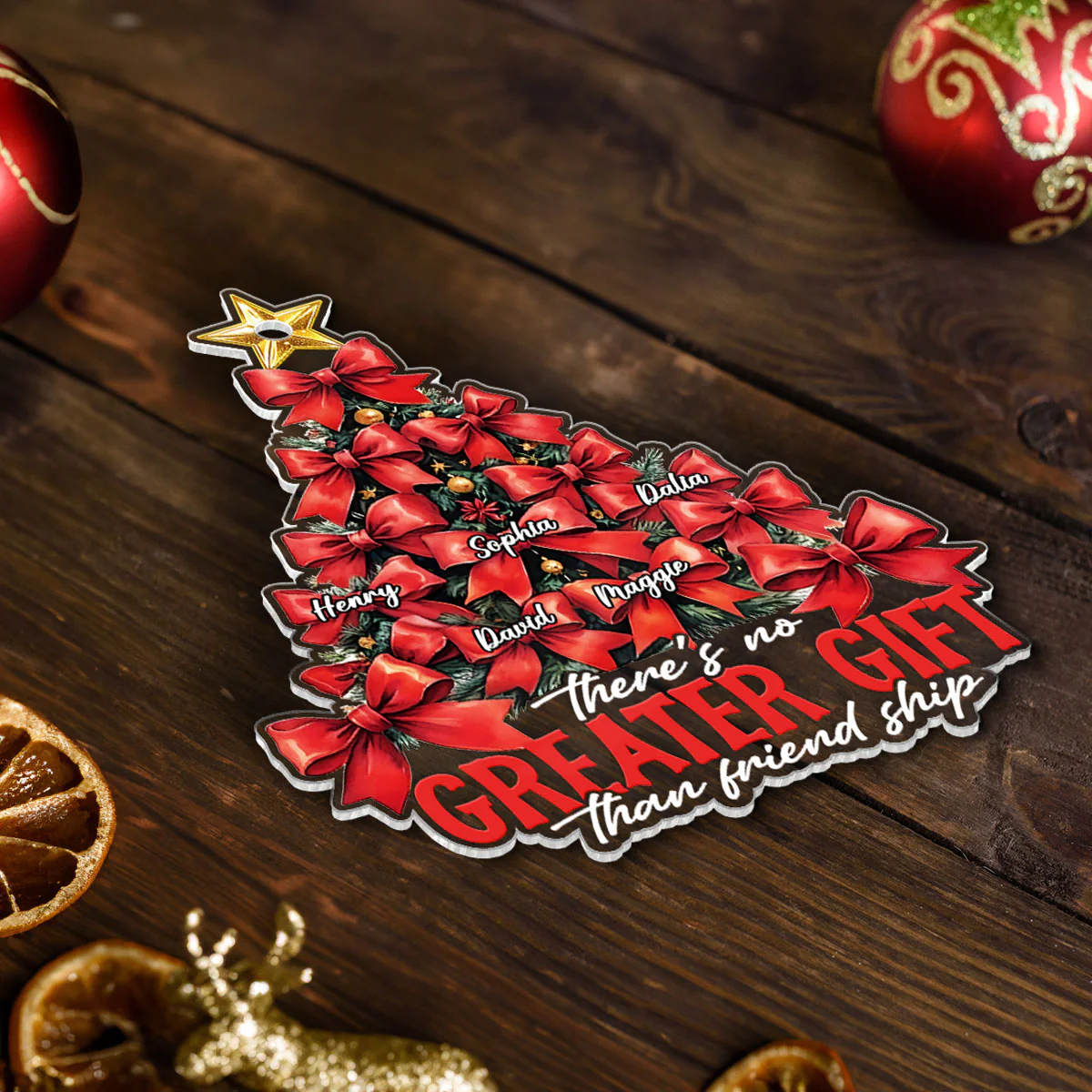 Christmas Coquette Bows Best Friends Sisters Personalized Acrylic Ornament, Christmas Gift for Besties, Sisters - Image 5
