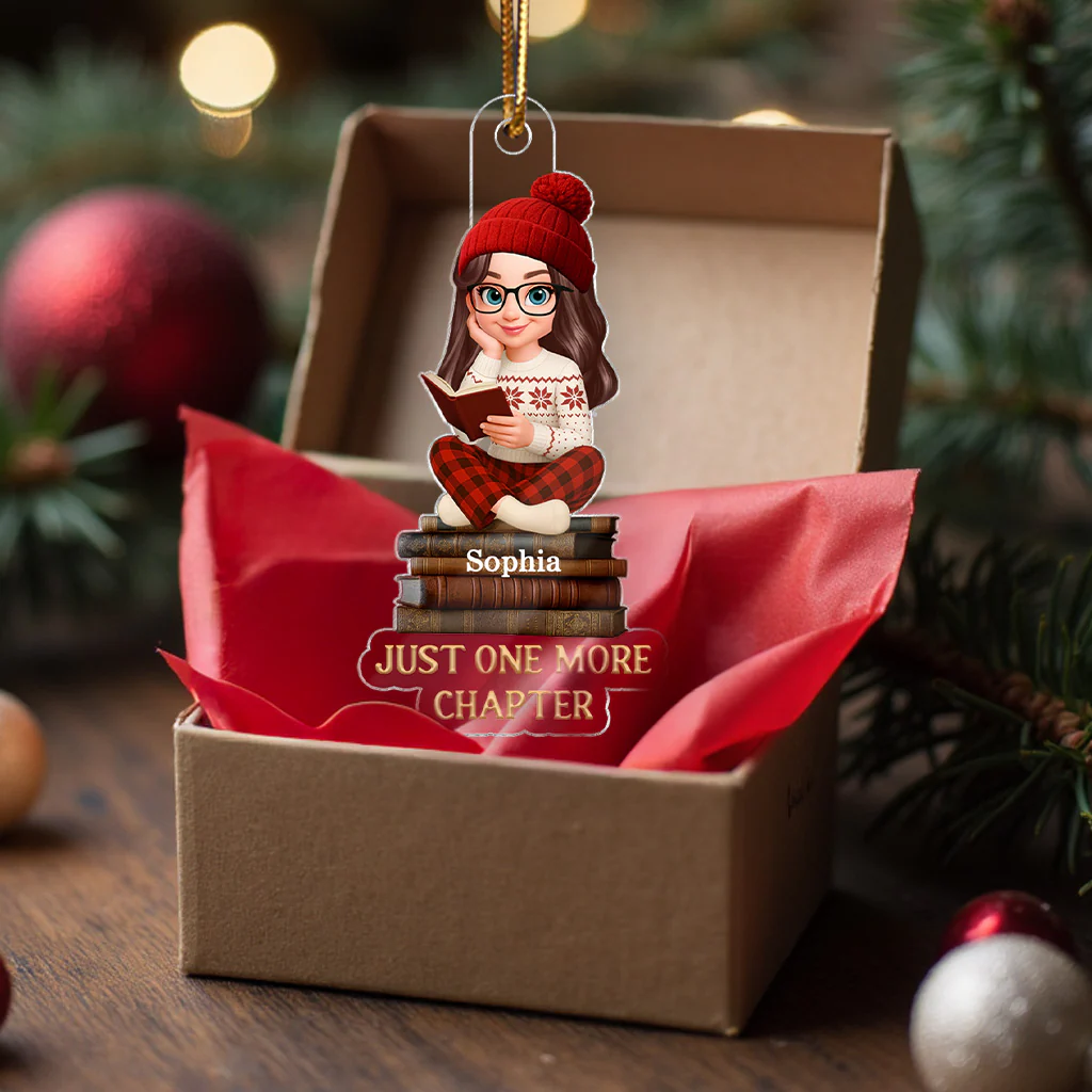 Christmas Cozy Vibe Retro Vintage Books Just One More Chapter - Personalized Acrylic Ornament - Christmas Gift For Book Lovers - Image 10