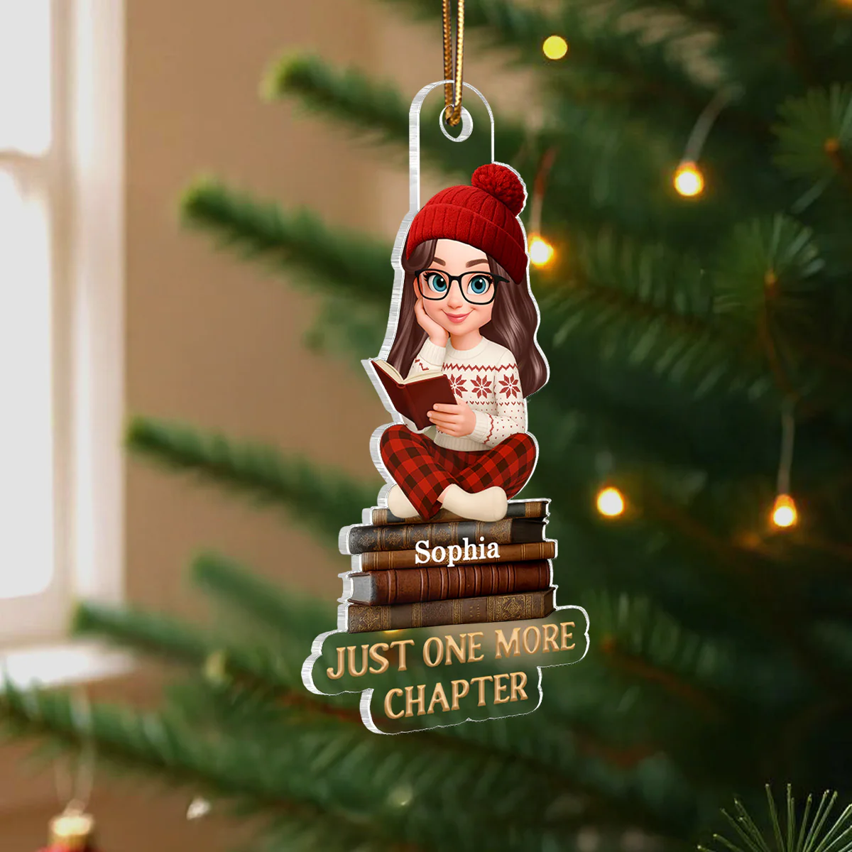 Christmas Cozy Vibe Retro Vintage Books Just One More Chapter - Personalized Acrylic Ornament - Christmas Gift For Book Lovers - Image 5