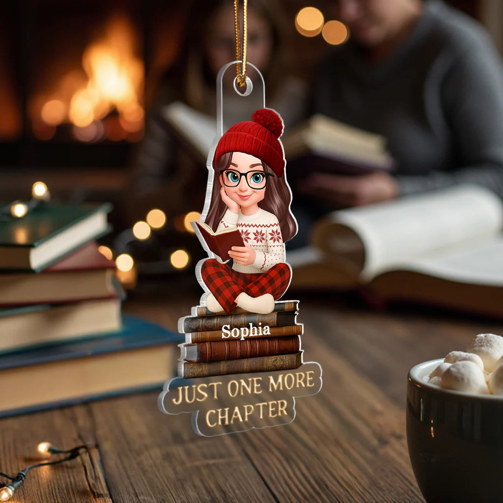 Christmas Cozy Vibe Retro Vintage Books Just One More Chapter - Personalized Acrylic Ornament - Christmas Gift For Book Lovers - Image 7