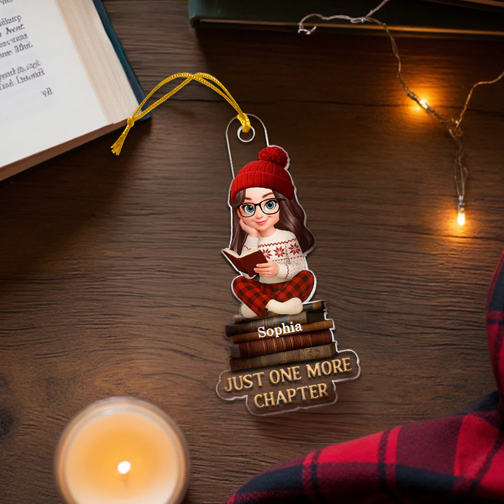 Christmas Cozy Vibe Retro Vintage Books Just One More Chapter - Personalized Acrylic Ornament - Christmas Gift For Book Lovers - Image 8